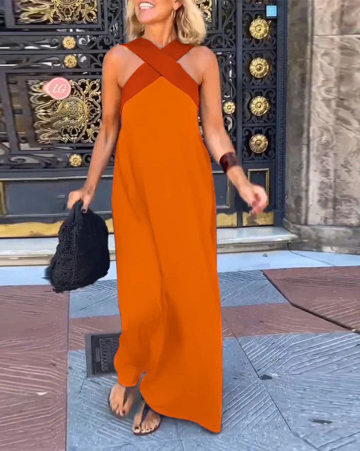 Women's Breathable Comfortable Crossed Maxi Dress