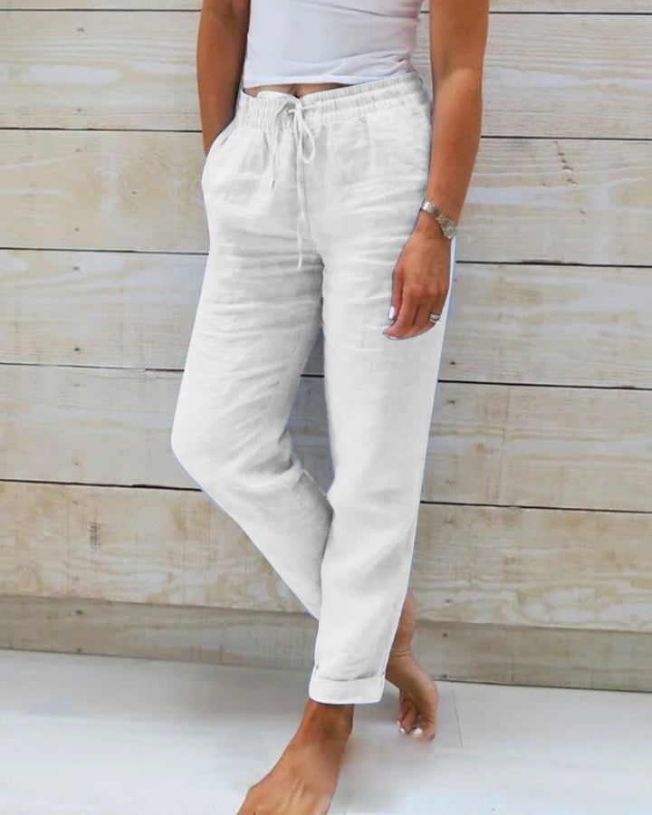 Women's Luxe Cotton-Linen Tailored Trousers