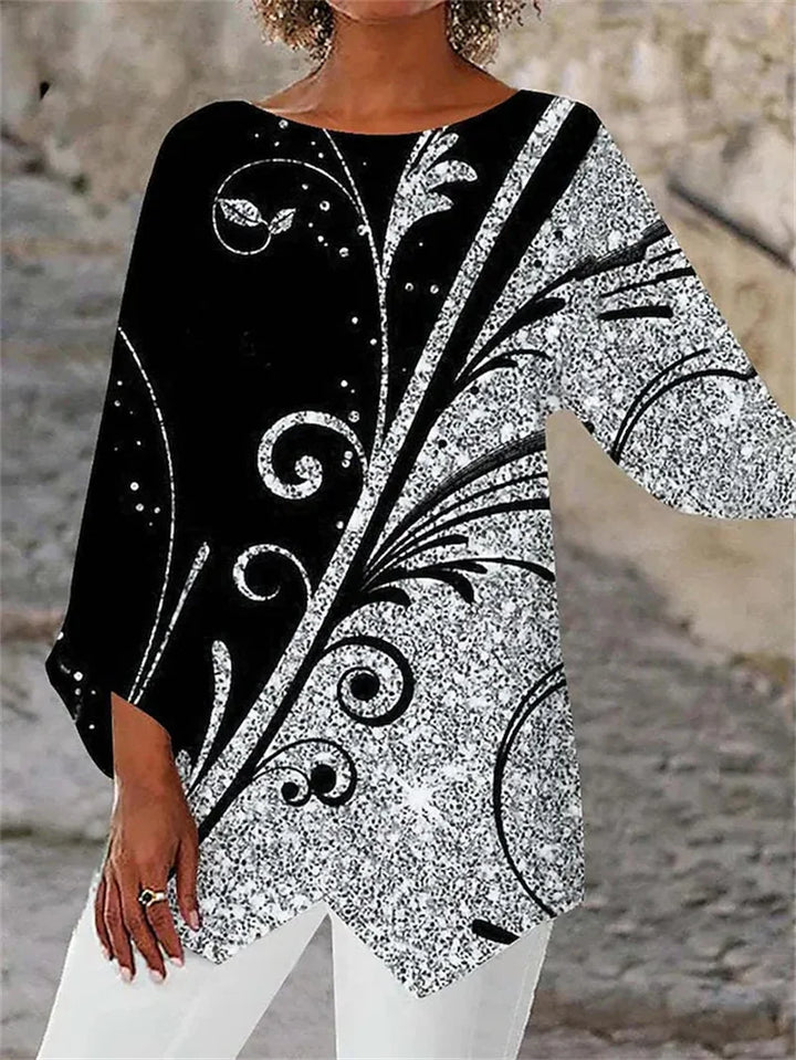 Women’s Round Neck & Long Sleeve Printed Shirt