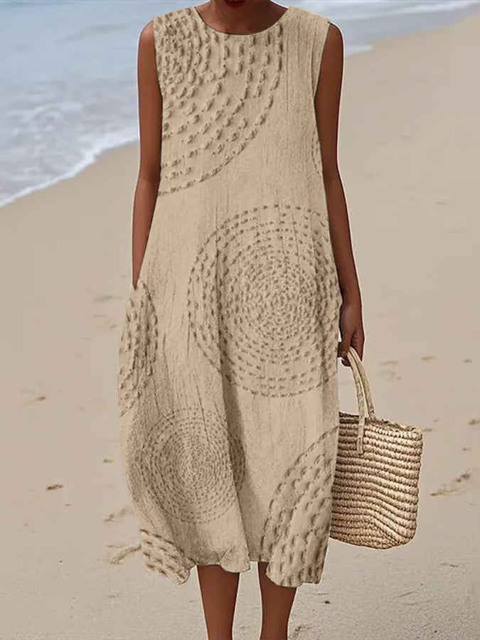 Women's Sleeveless Maxi Dress with Textured Design