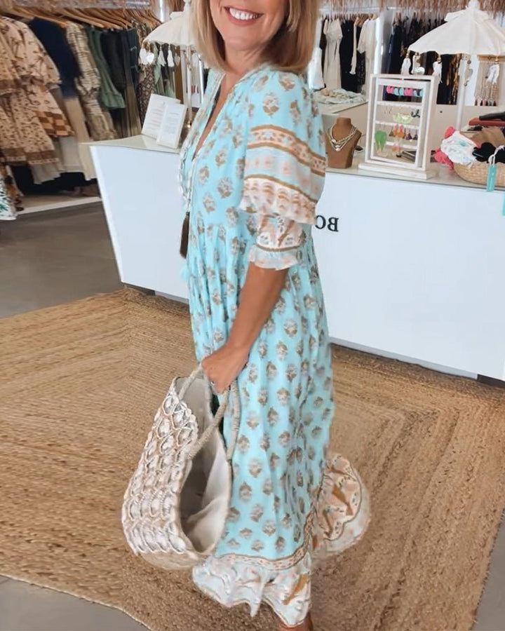 Women's Chic Floral V-Neck Dress