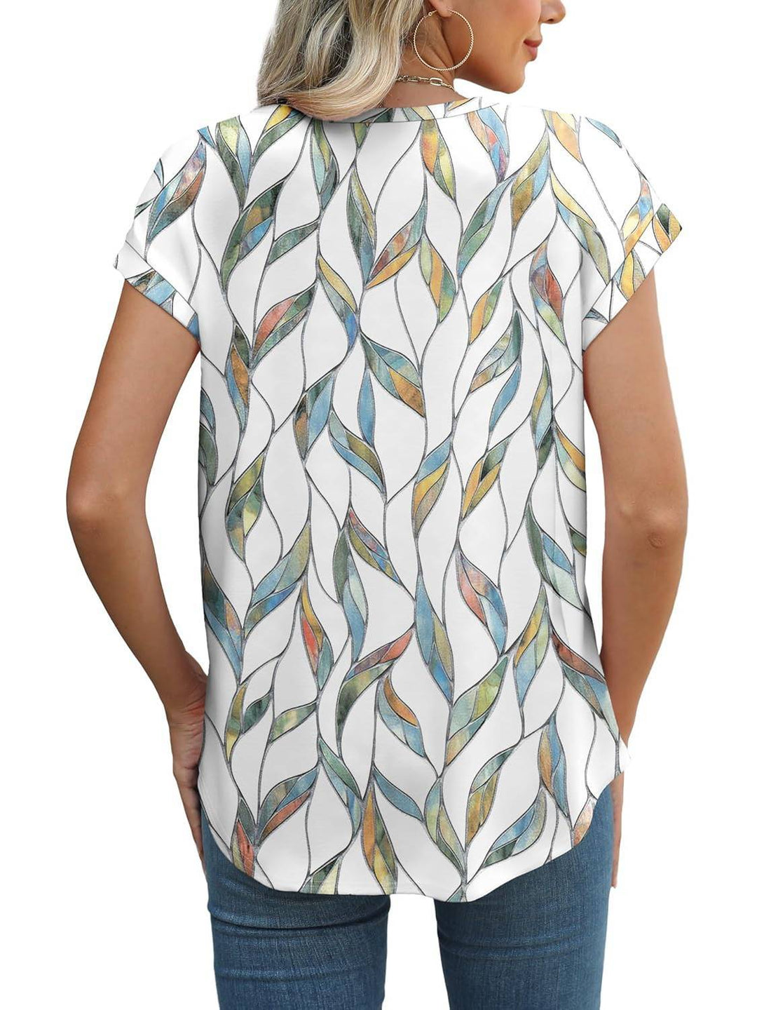 Women's Printed Short Sleeve Blouse Floral Casual Top