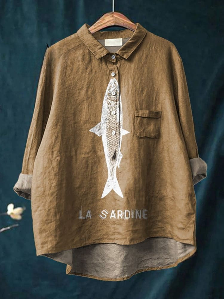Women’s Stylish Fish Print Cotton Shirt