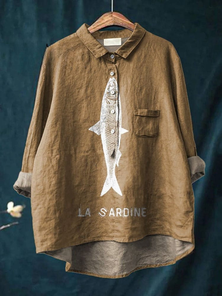 Women’s Stylish Fish Print Cotton Shirt