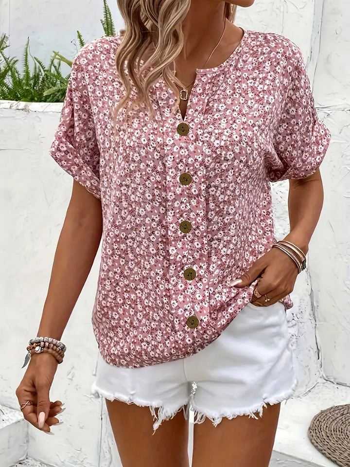 Women’s Floral Pink Print Blouse For Everyday Elegance