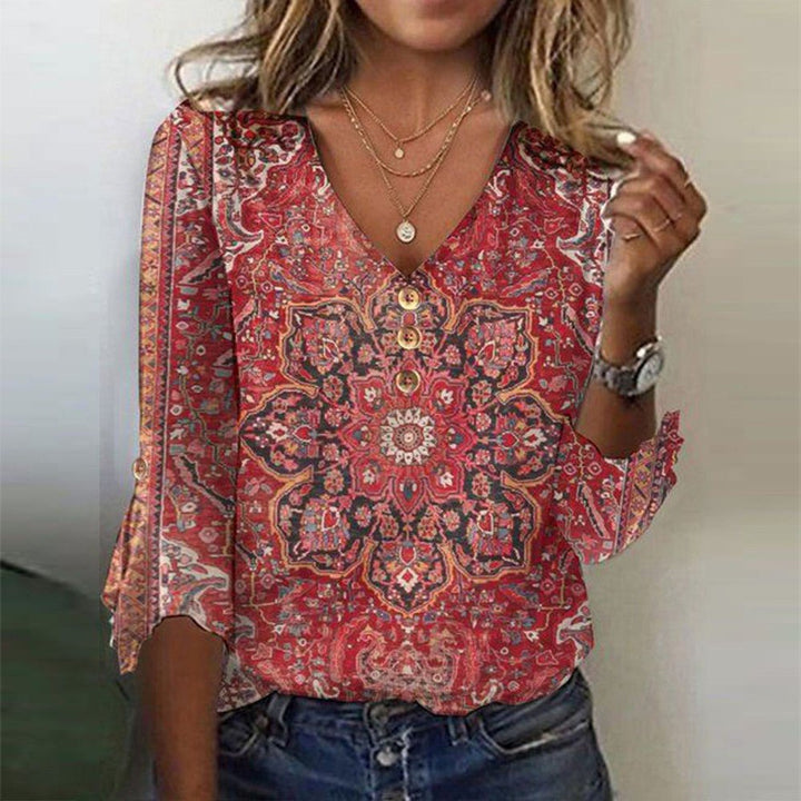 Women's Boho Ruffle Vintage Blouse