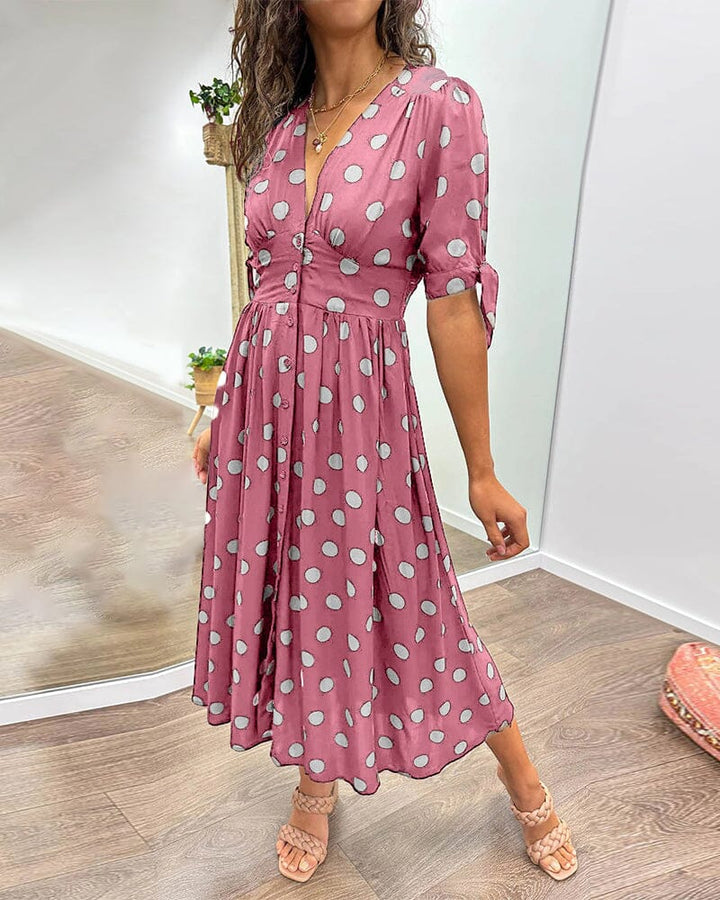 Women's Polka Dots V-Neck Dress