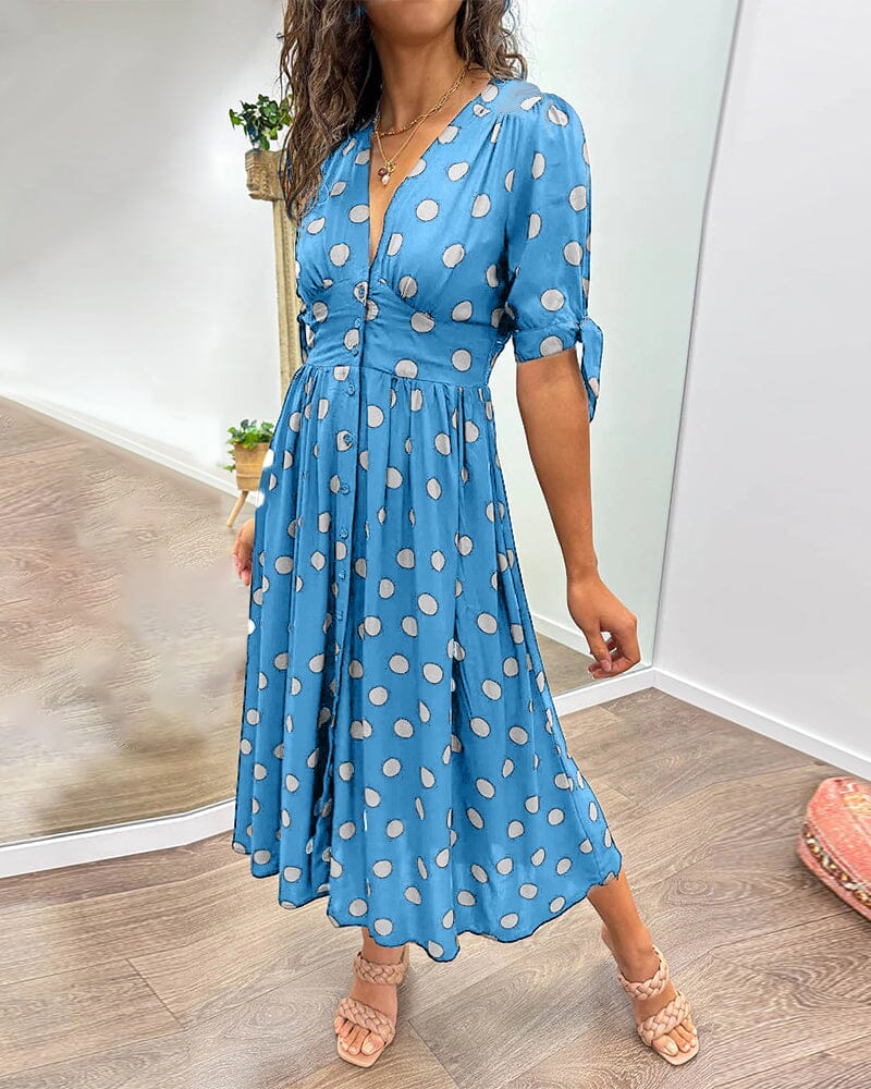 Women's Polka Dots V-Neck Dress
