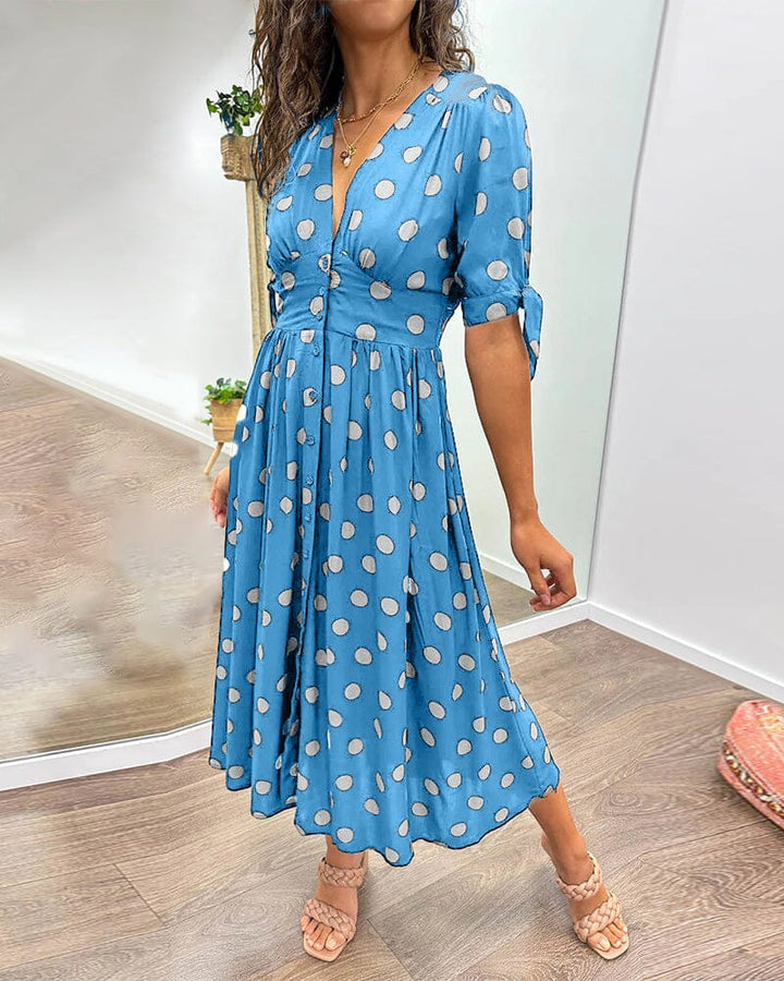 Women's Polka Dots V-Neck Dress