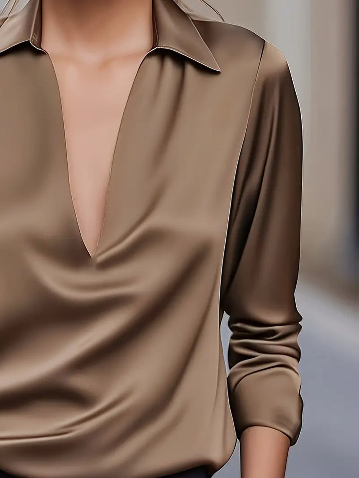 Women's Premium V-Neck Satin Blouse