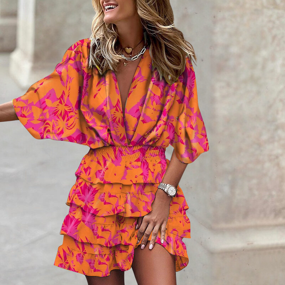 Women's Tummy Control Colorful Draped Dress