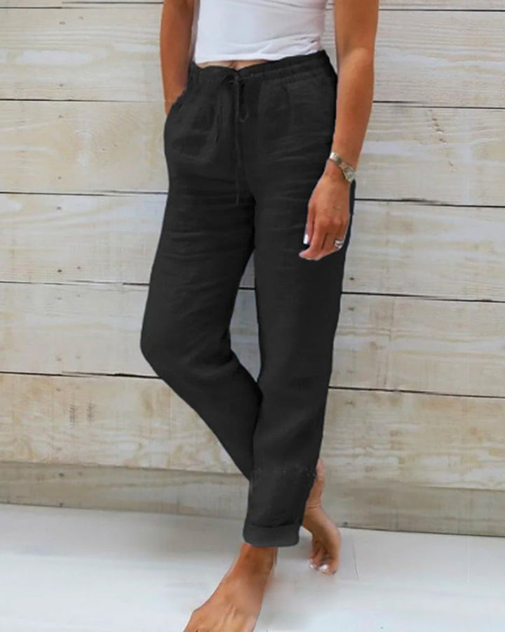 Women's Luxe Cotton-Linen Tailored Trousers