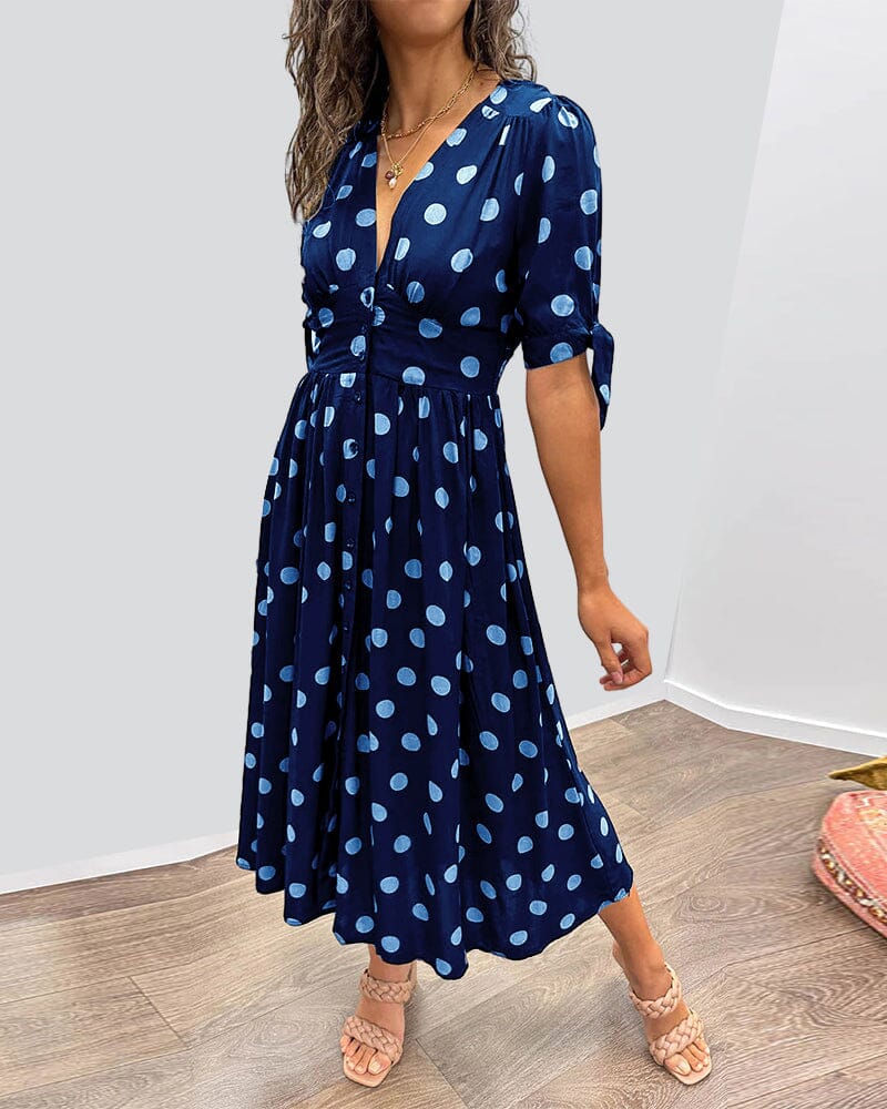 Women's Polka Dots V-Neck Dress