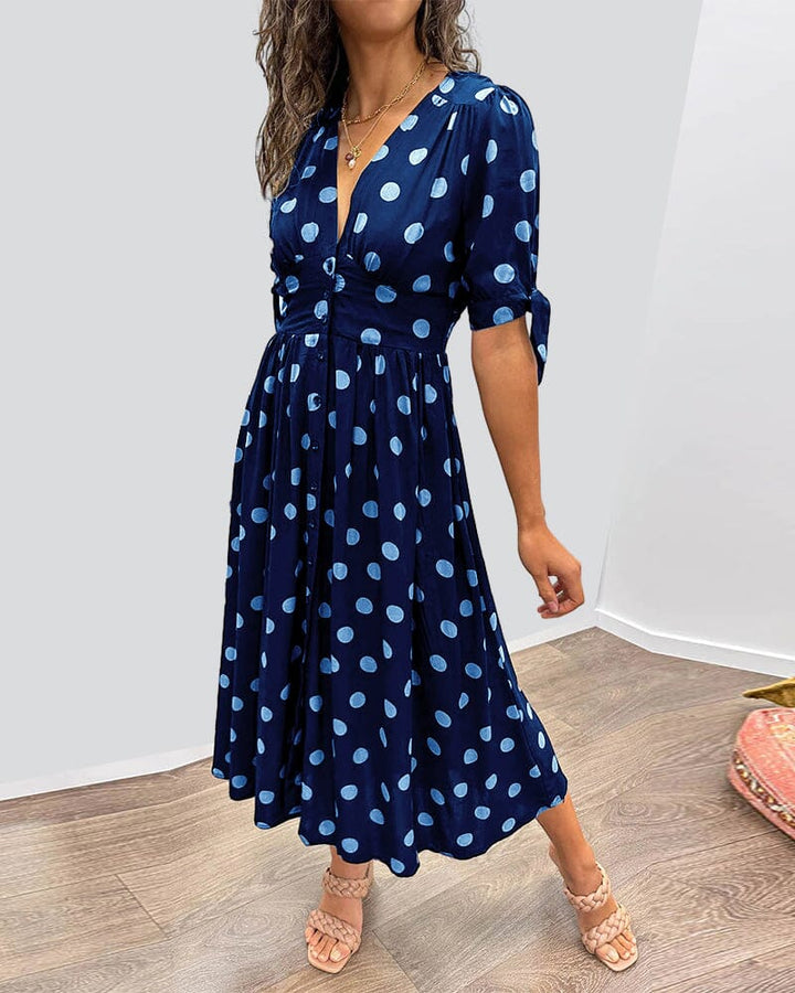 Women's Polka Dots V-Neck Dress