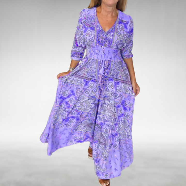 Women's Boho Flowy Draped Maxi Dress Cocktail