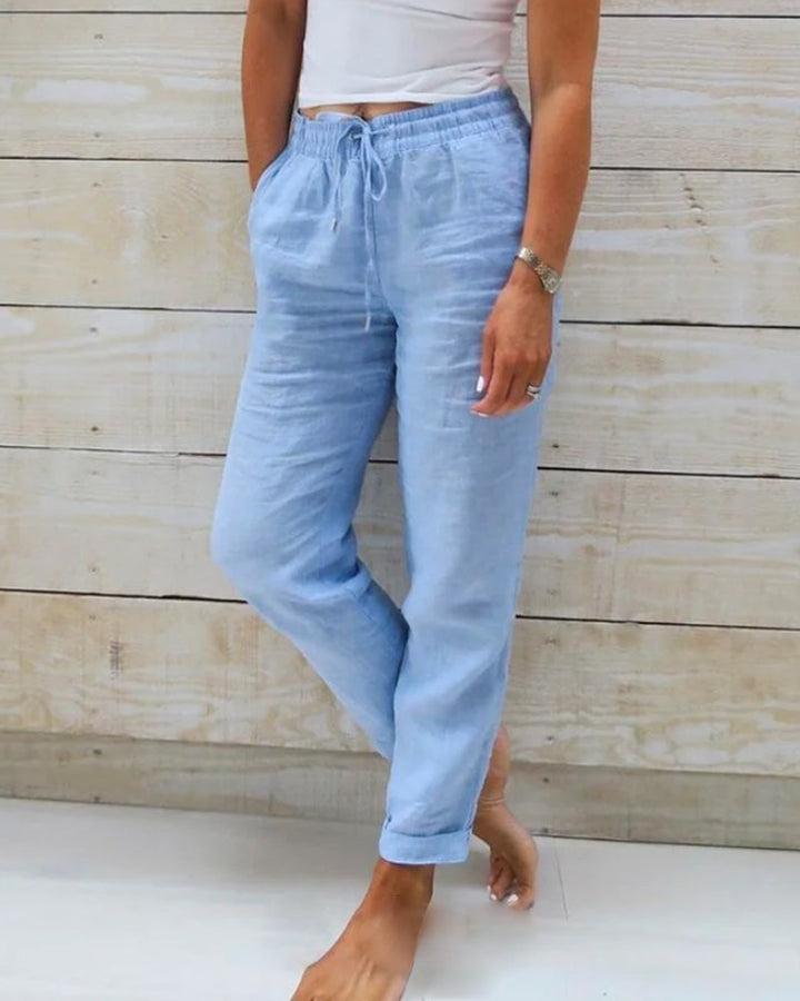 Women's Luxe Cotton-Linen Tailored Trousers