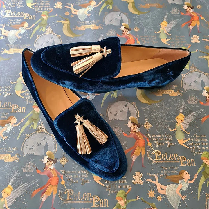 Women’s Midnight Elegance Loafers With Champagne Tassels