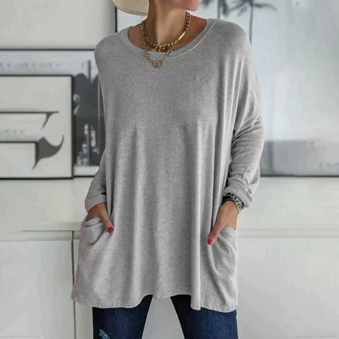 Women's Oversized Long Sleeve Tunic Top with Pockets