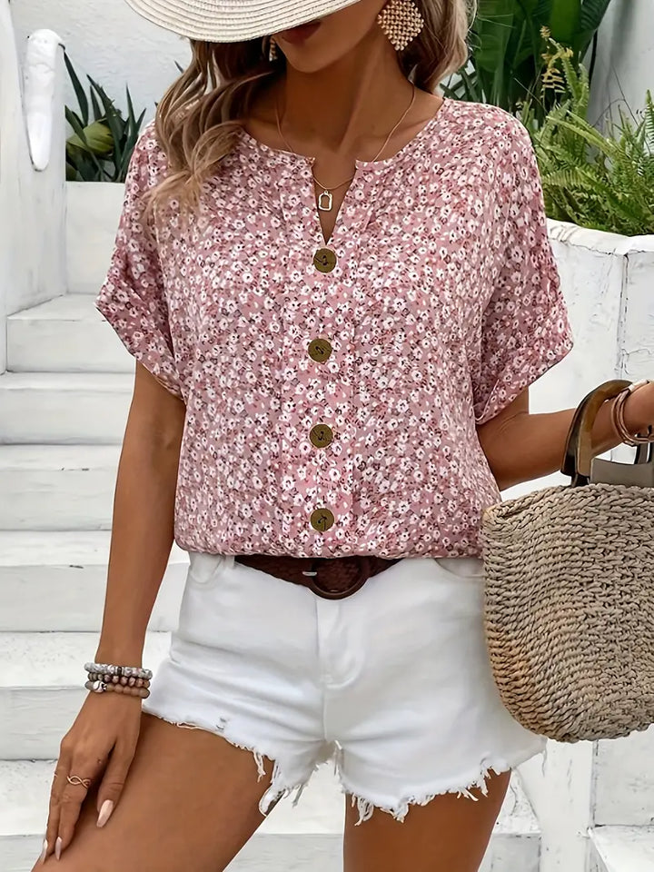 Women’s Floral Pink Print Blouse For Everyday Elegance