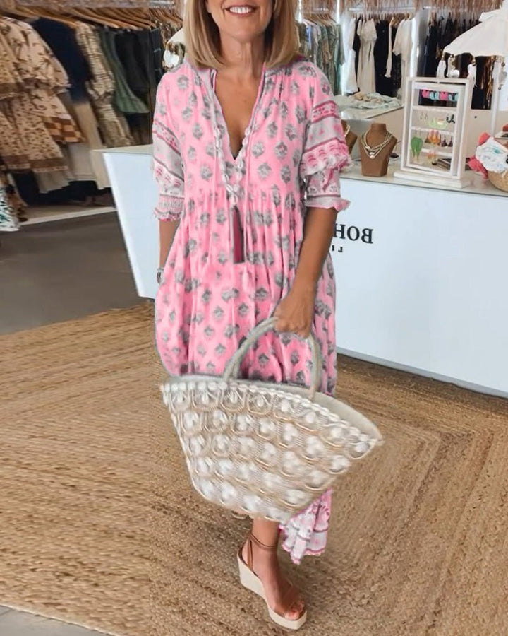 Women's Chic Floral V-Neck Dress