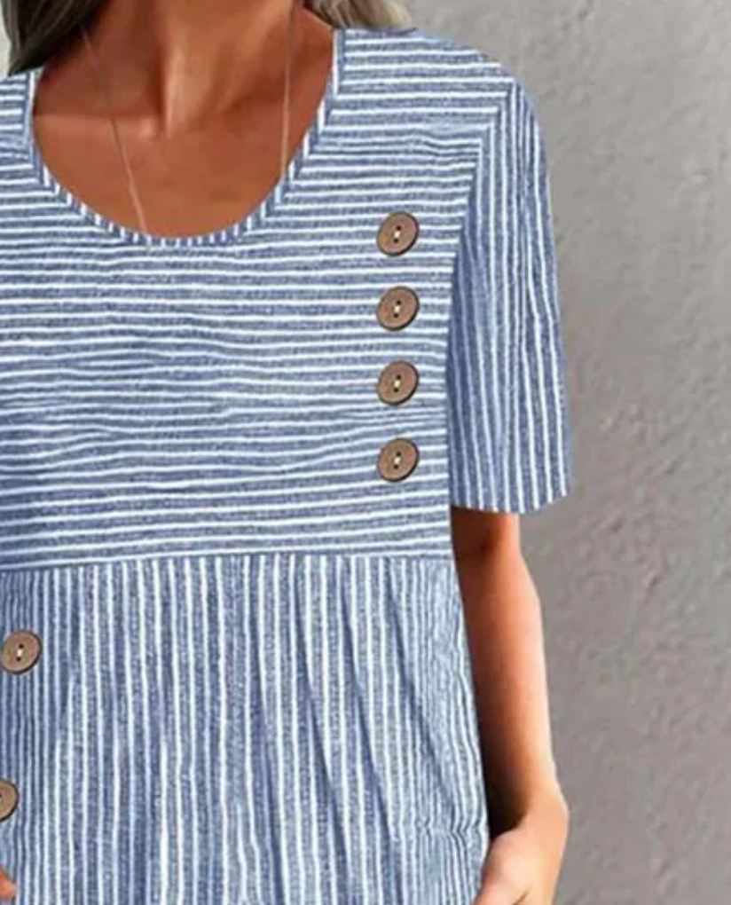 Women’s Classic Striped Button Midi Dress
