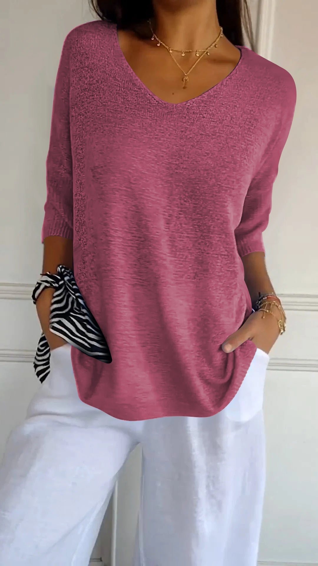 Women’s V-Neck Knit Top