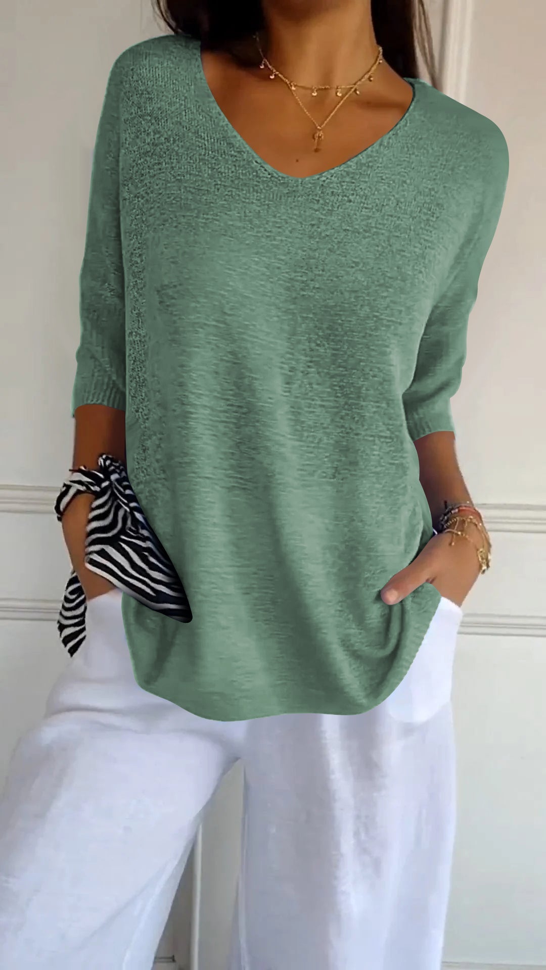 Women’s V-Neck Knit Top