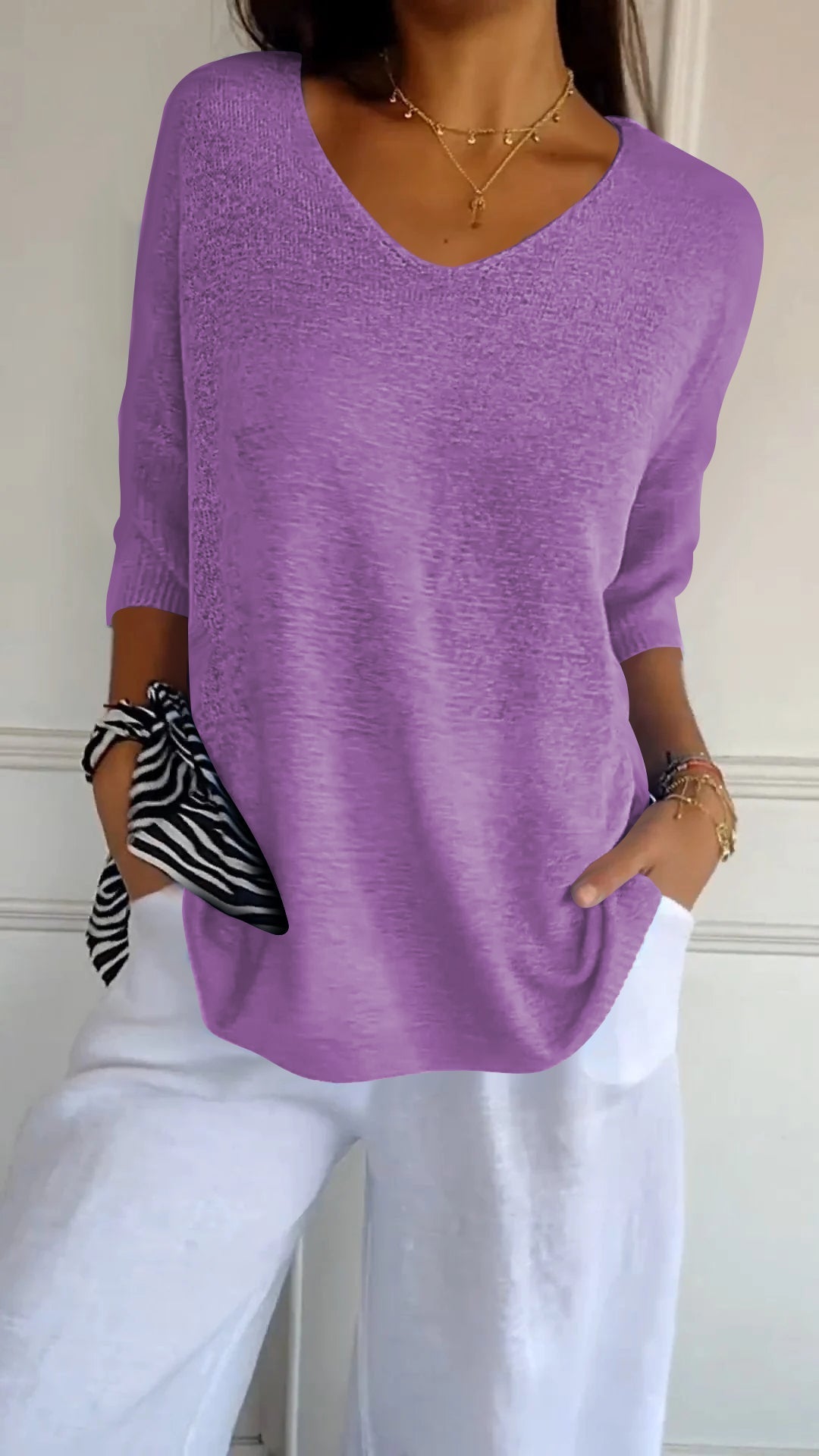 Women’s V-Neck Knit Top