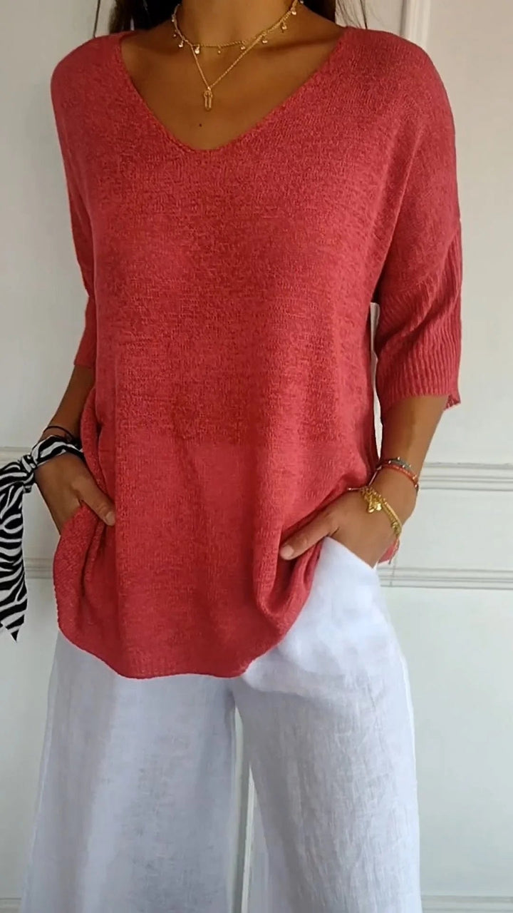 Women’s V-Neck Knit Top