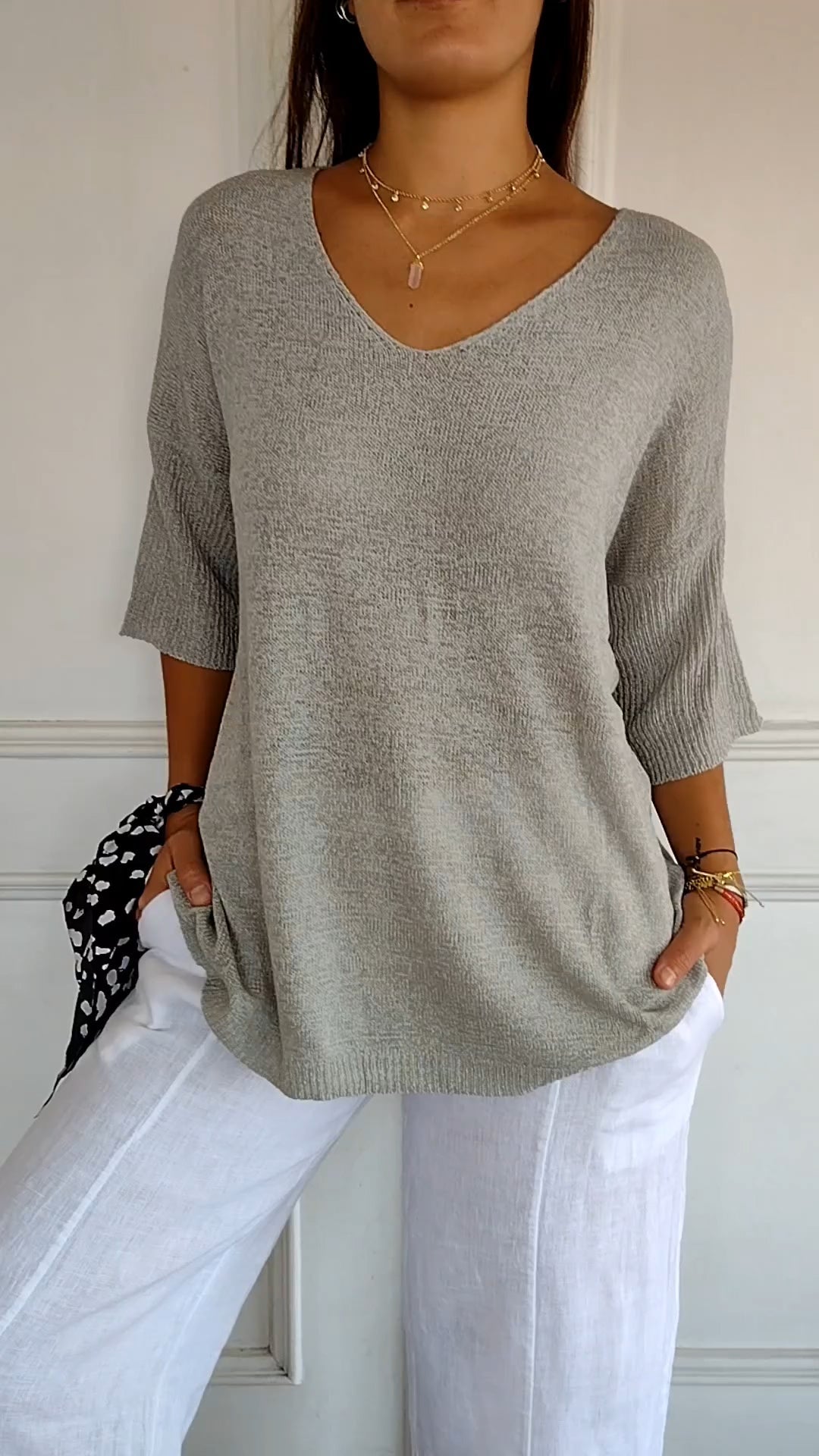 Women’s V-Neck Knit Top