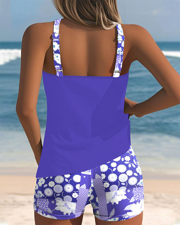 Women's Two-Piece Swimsuit with Comfortable Fit and Floral Beach Style