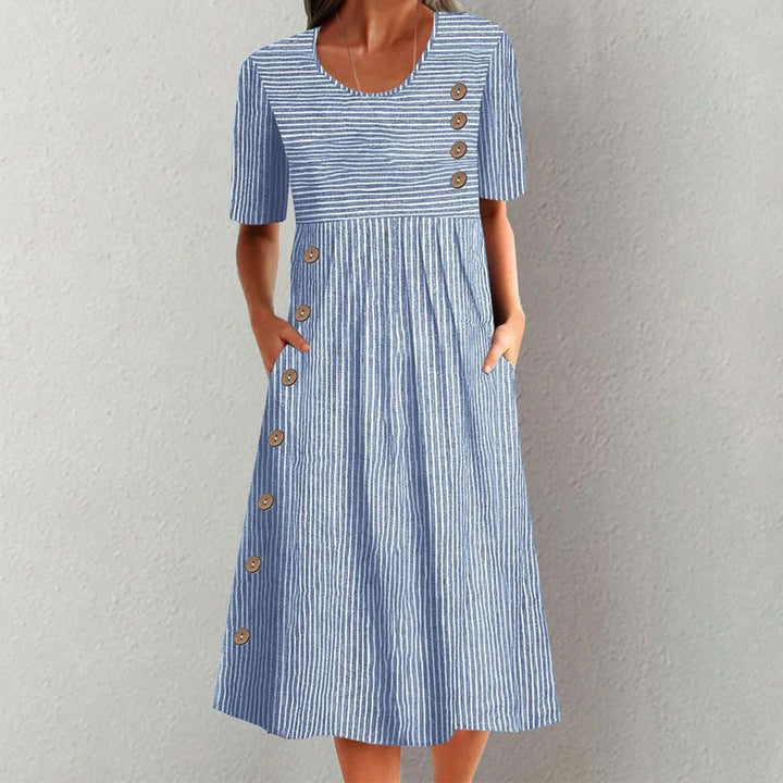 Women’s Classic Striped Button Midi Dress