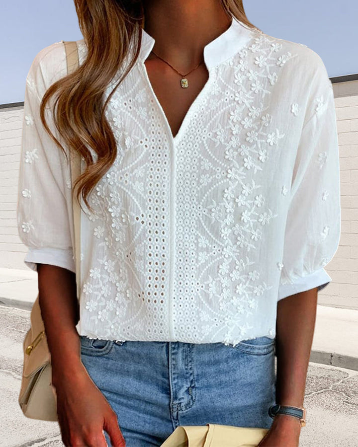 Women’s Puff Sleeves Lace Blouse