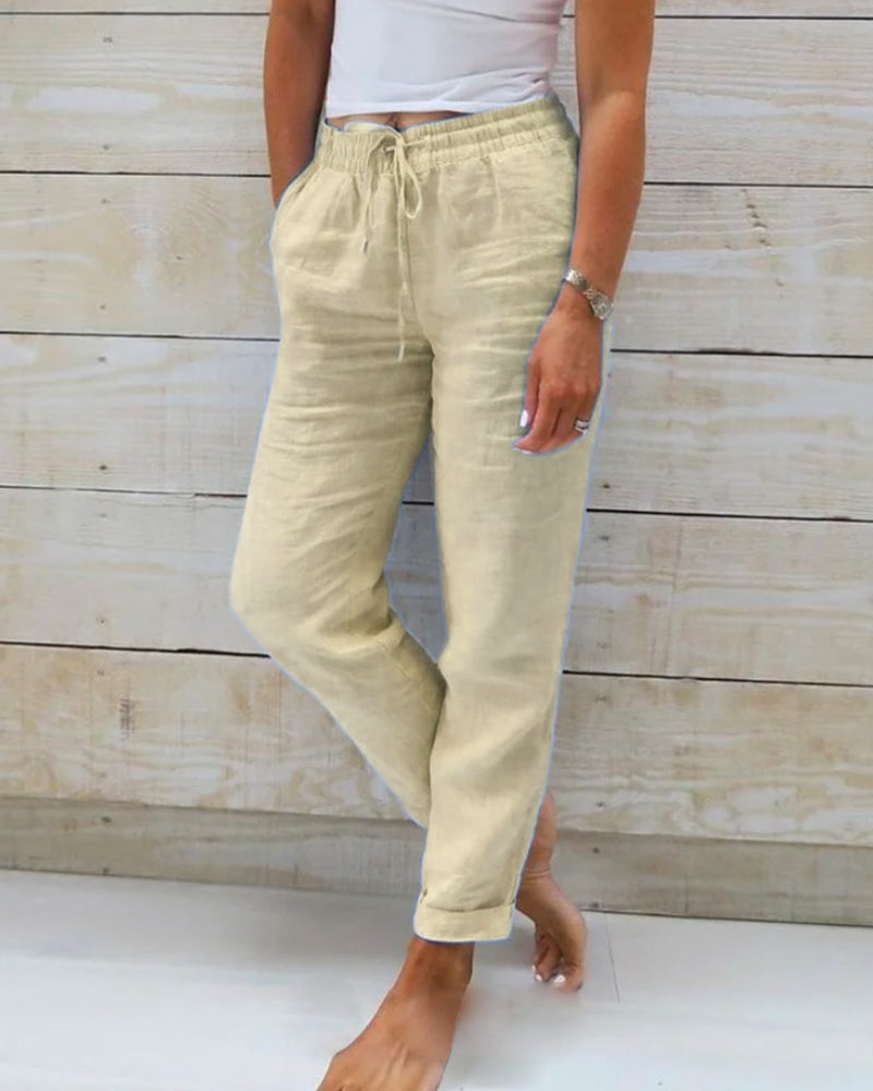 Women's Luxe Cotton-Linen Tailored Trousers