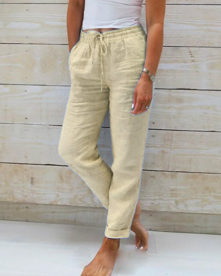 Women's Luxe Cotton-Linen Tailored Trousers