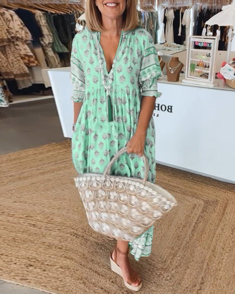Women's Chic Floral V-Neck Dress
