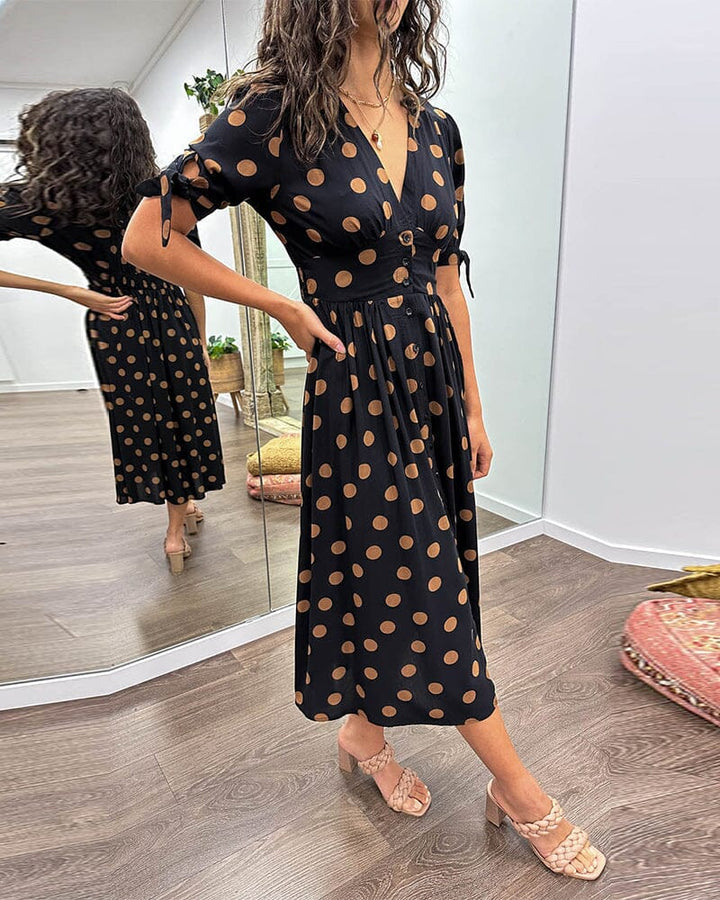 Women's Polka Dots V-Neck Dress