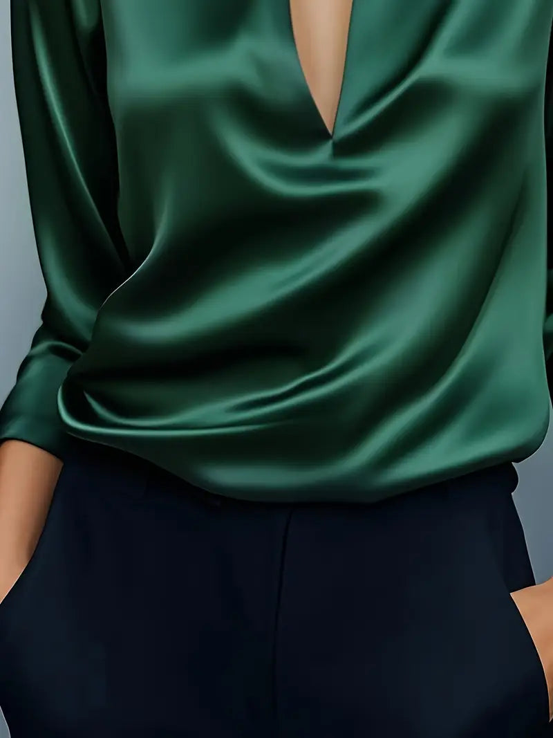 Women's Premium V-Neck Satin Blouse