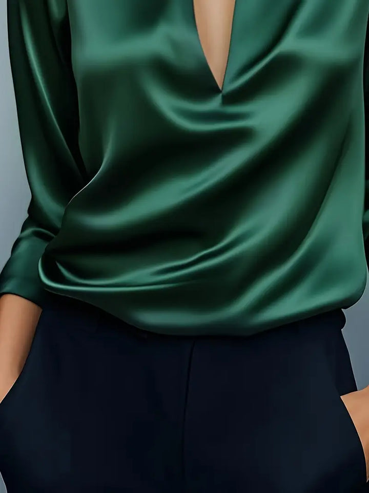 Women's Premium V-Neck Satin Blouse