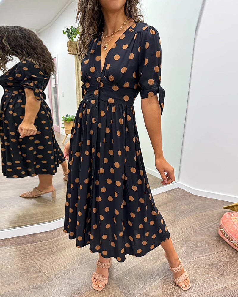 Women's Polka Dots V-Neck Dress