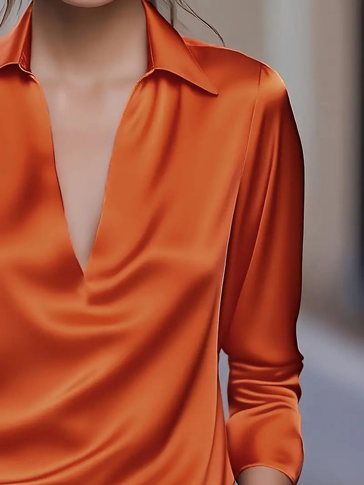 Women's Premium V-Neck Satin Blouse