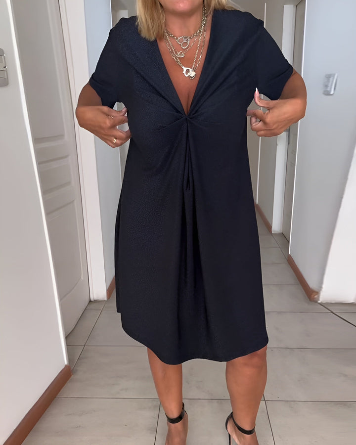 Women's V Neck Tummy Control Ruched Dress Evening