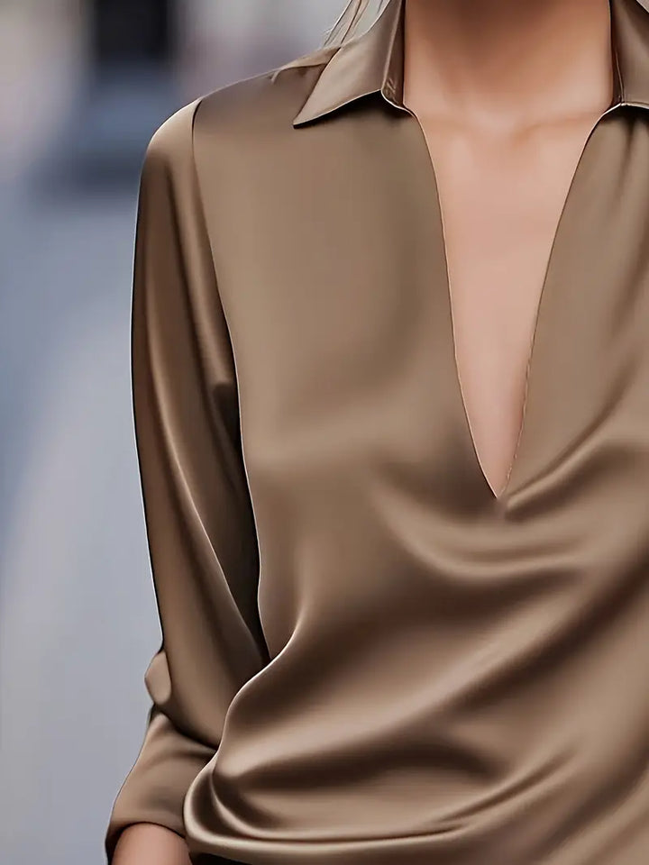 Women's Premium V-Neck Satin Blouse