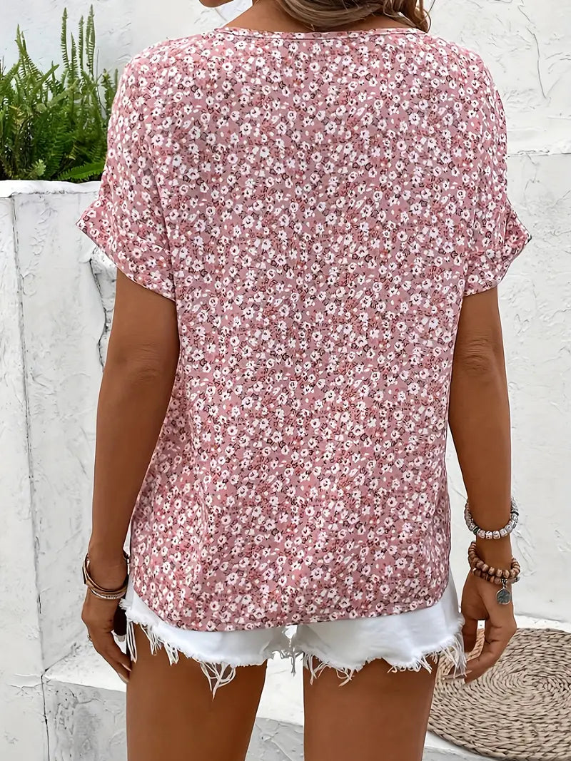 Women’s Floral Pink Print Blouse For Everyday Elegance