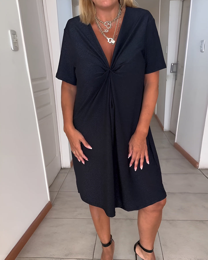Women's V Neck Tummy Control Ruched Dress Evening