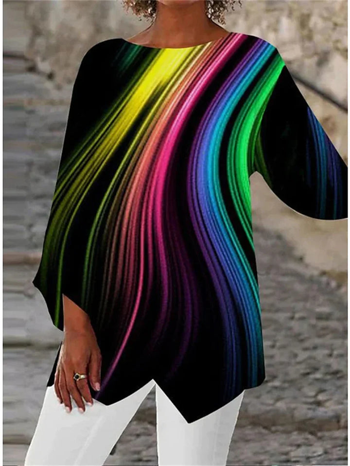 Women’s Round Neck & Long Sleeve Printed Shirt