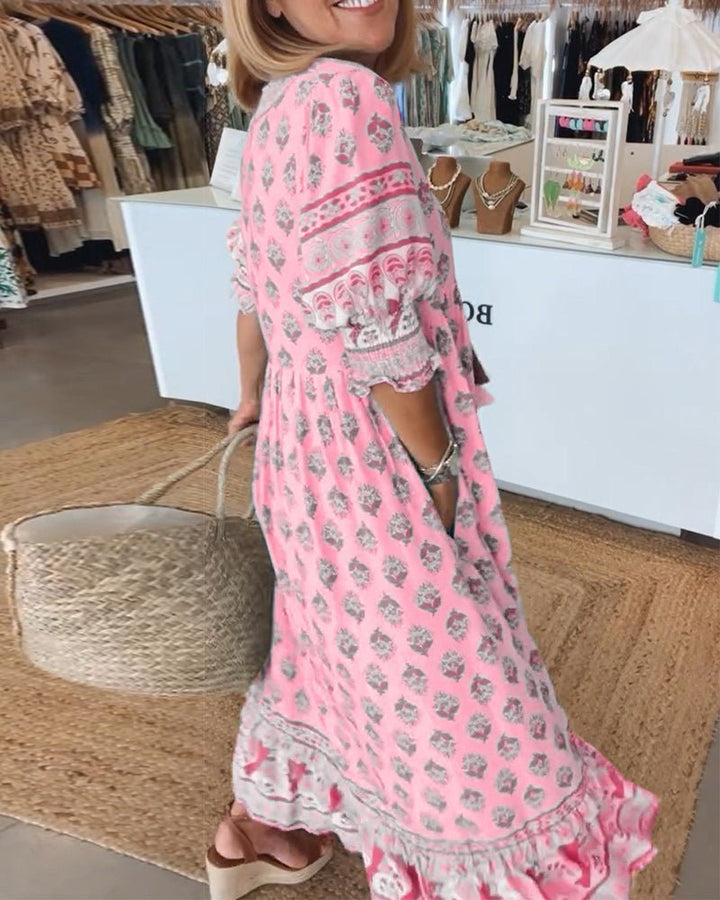 Women's Chic Floral V-Neck Dress
