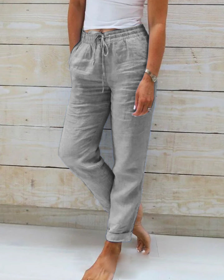 Women's Luxe Cotton-Linen Tailored Trousers