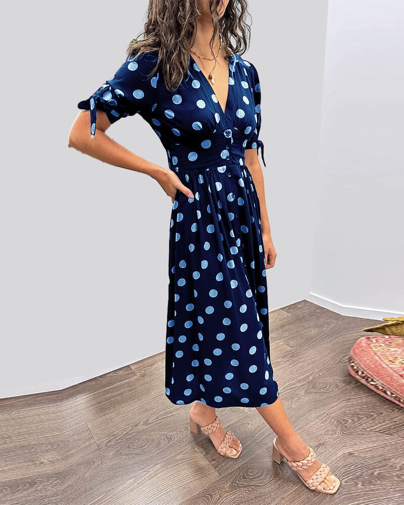 Women's Polka Dots V-Neck Dress