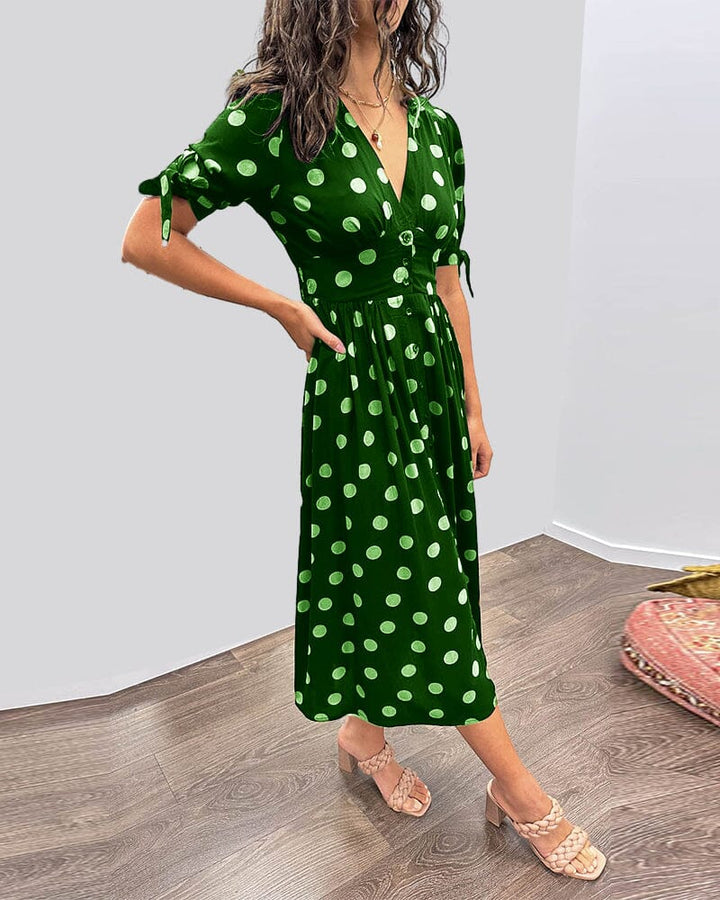 Women's Polka Dots V-Neck Dress
